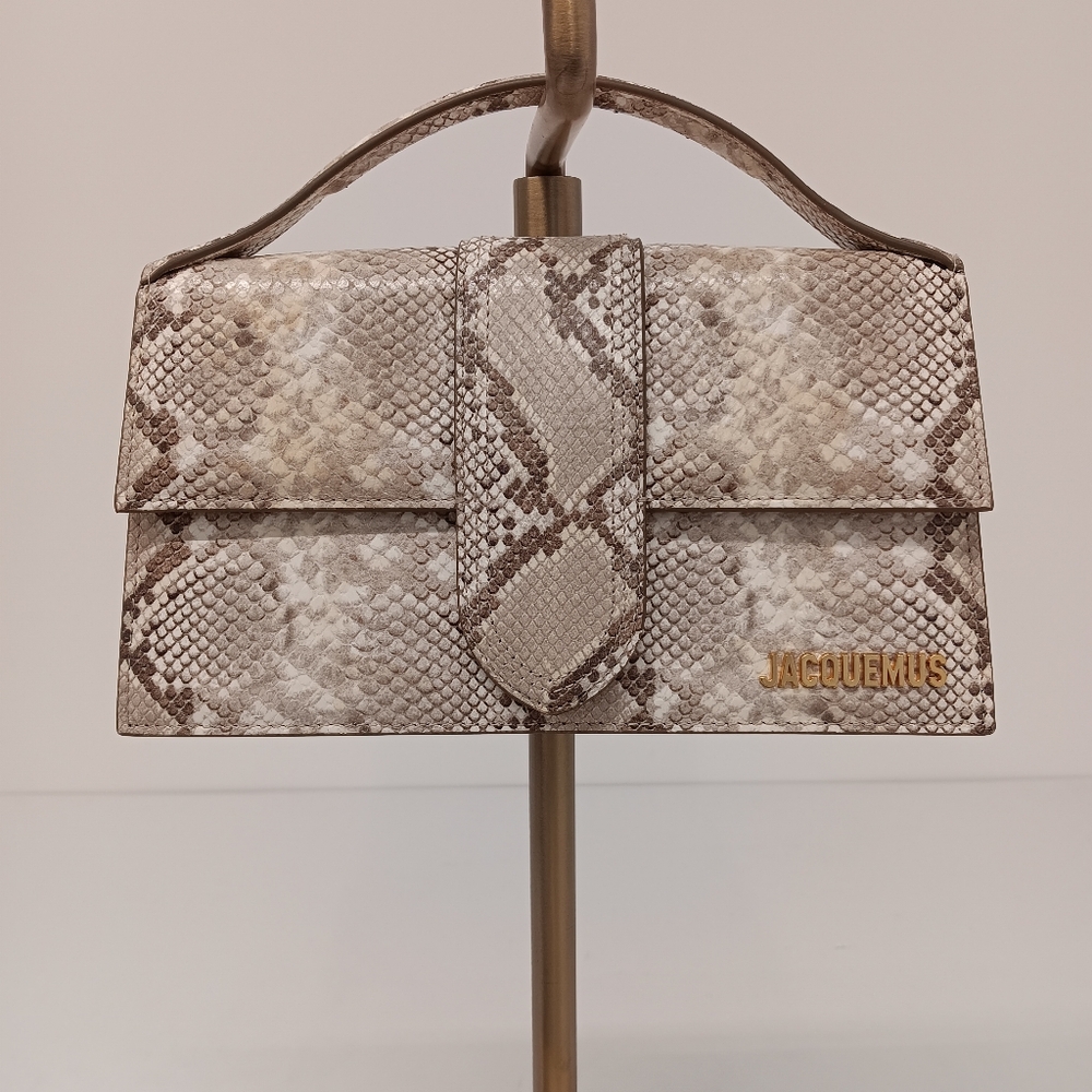 Jacquemus Women's Le Grand Bambino Snake-Embossed Crossbody Bag - Beige